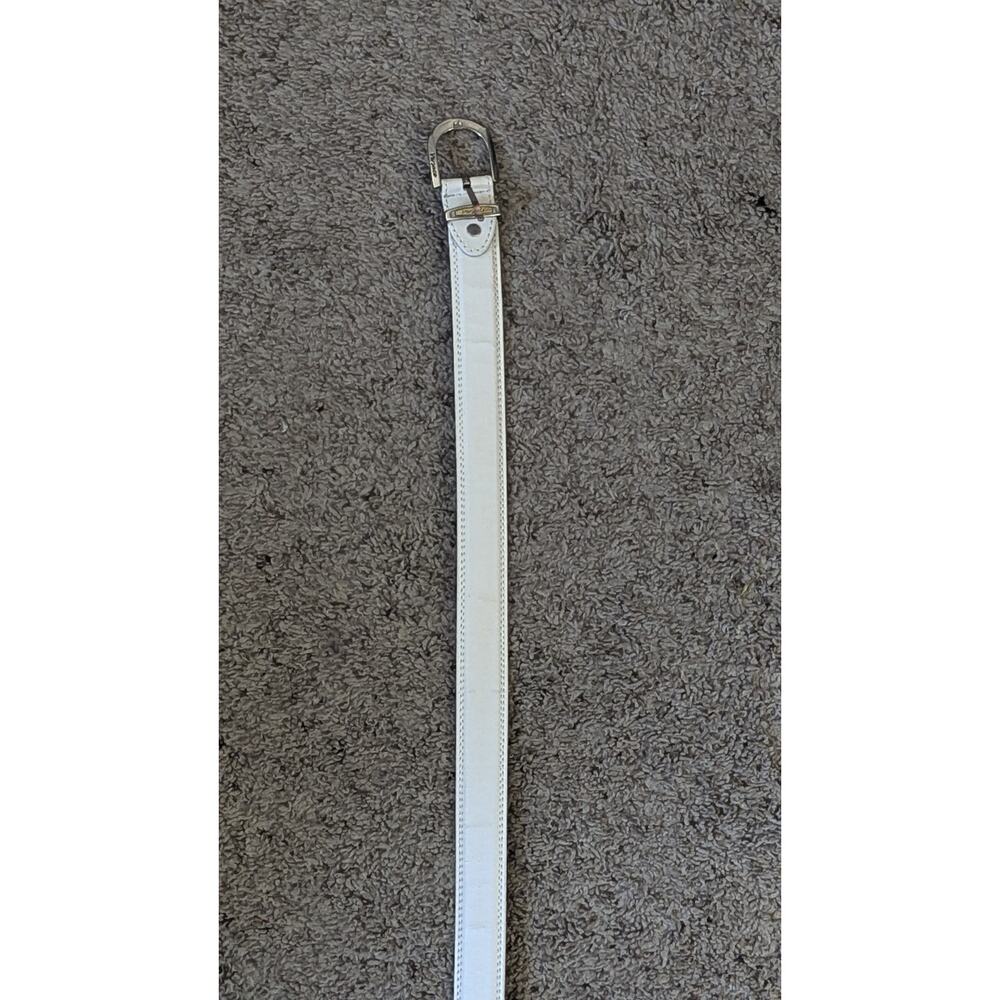 Versace White Genuine Leather Belt Size 38 Silver Buckle Logo Keeper 2019